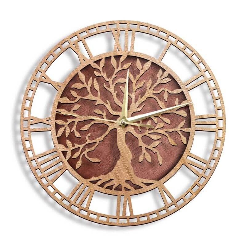 round wooden clock